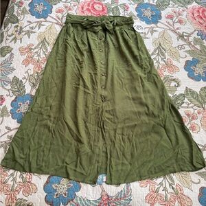 Jolie & Joy Olive Green Button-Down Skirt NWT
